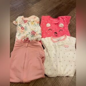 4 baby girl sleepers size 3 months donated